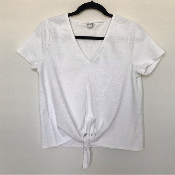 J. Crew Tops - J Crew White V Neck Front Tie Top